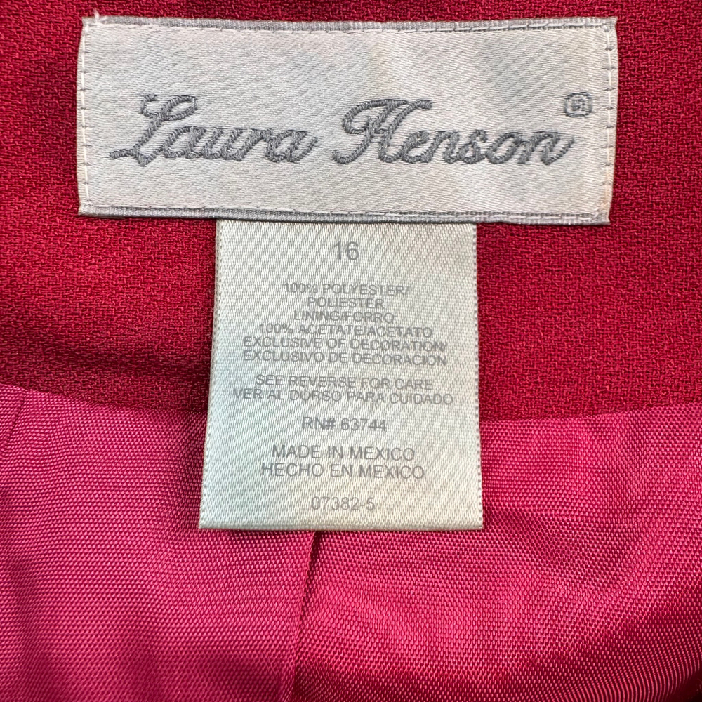 Laura Henson Vintage Red Full Zip Blazer Jacket Women's 16 - Picture 6 of 10